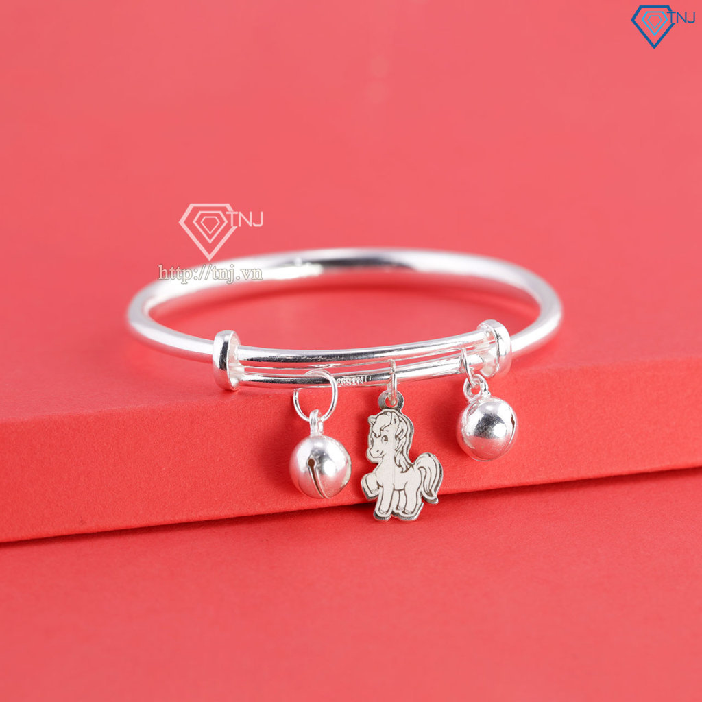 Lắc bạc dạng kiềng cho bé sơ sinh khắc tên hình con ngựa LTT0211