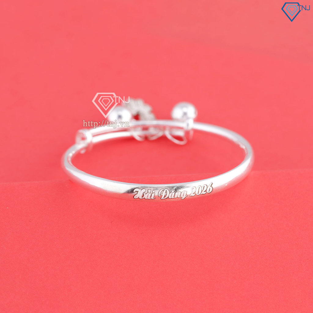 Lắc bạc dạng kiềng cho bé sơ sinh khắc tên hình con ngựa LTT0211