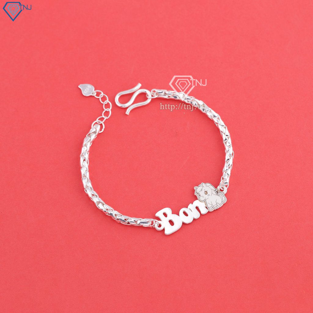 Lắc tay bạc cho bé khắc tên hình con ngựa LTT0215