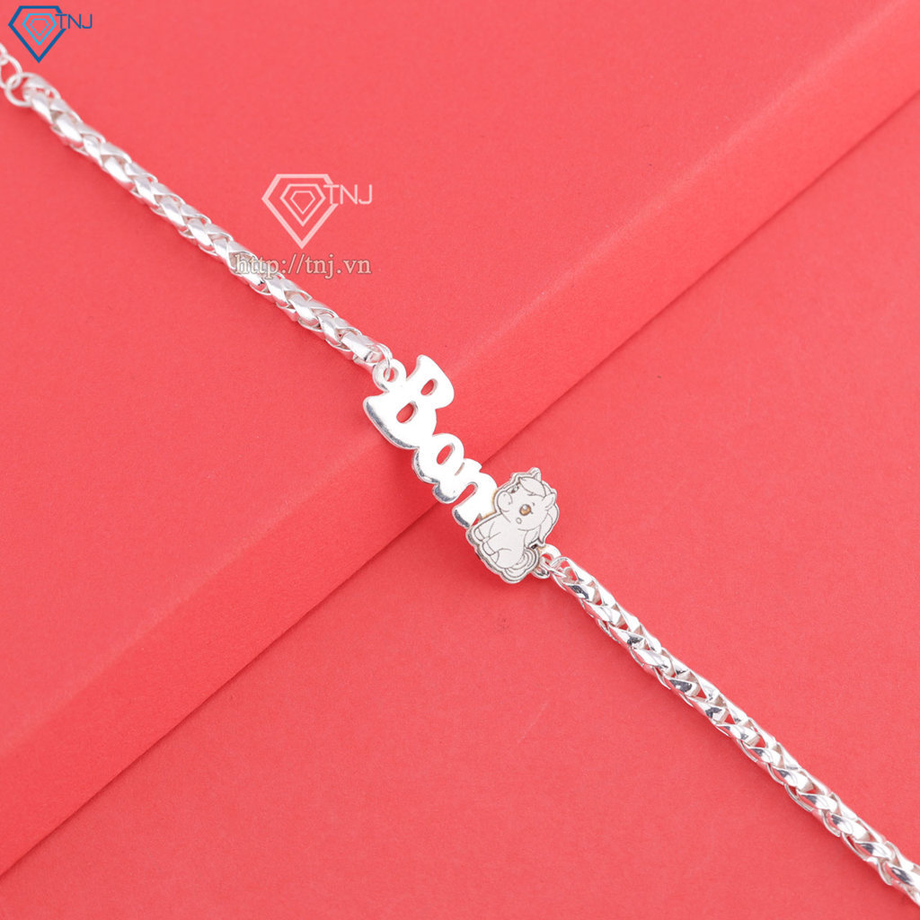 Lắc tay bạc cho bé khắc tên hình con ngựa LTT0215