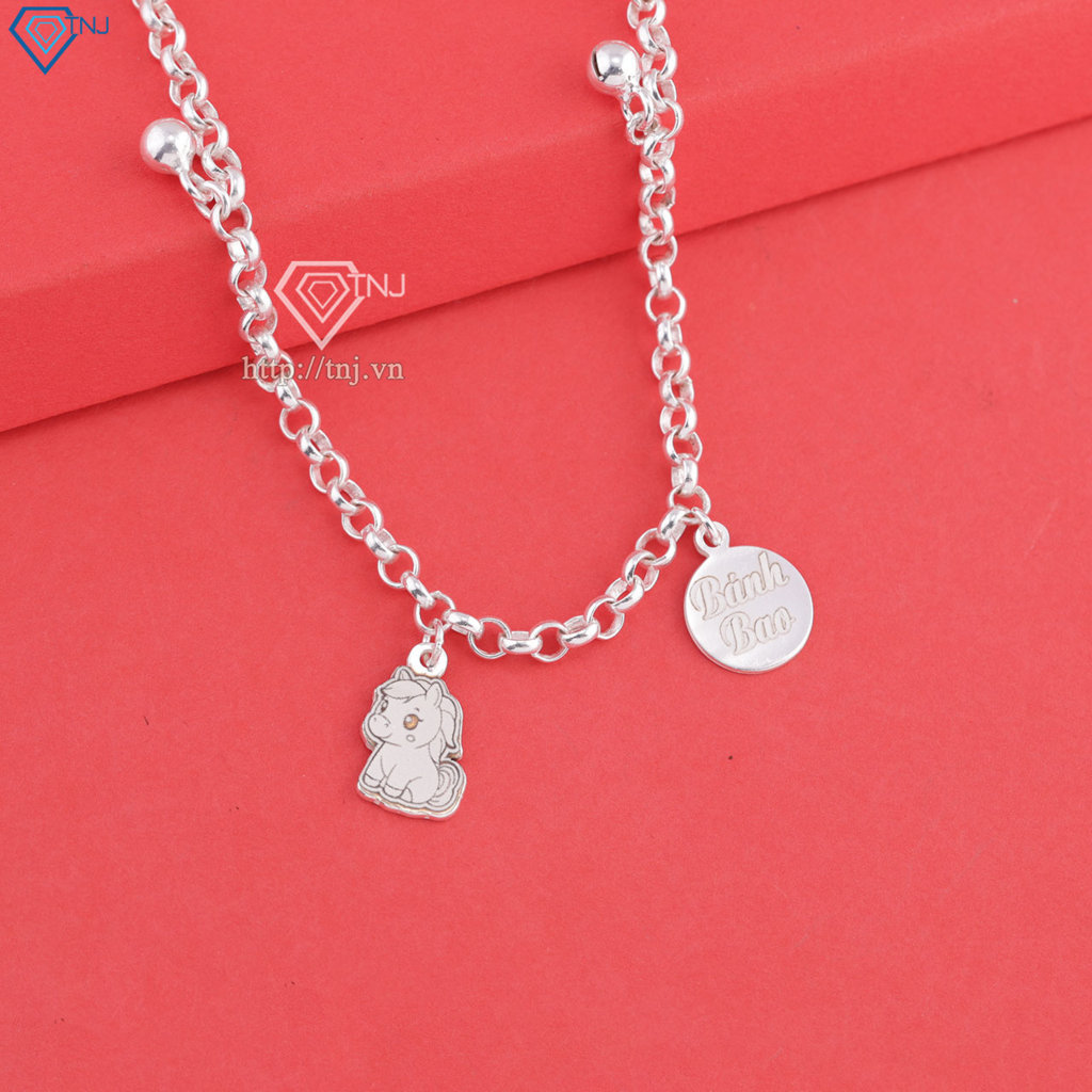 Lắc chân bạc cho bé hình con ngựa khắc tên LTT0217