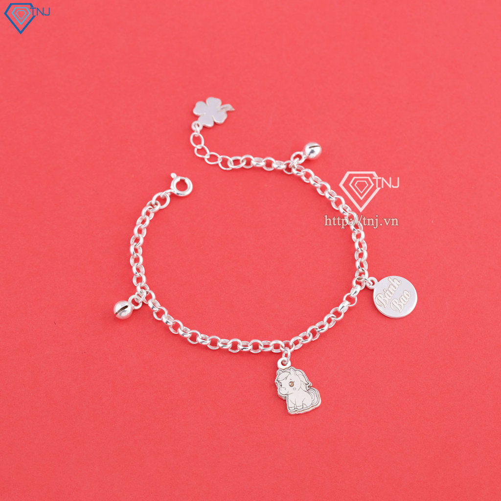 Lắc chân bạc cho bé hình con ngựa khắc tên LTT0217