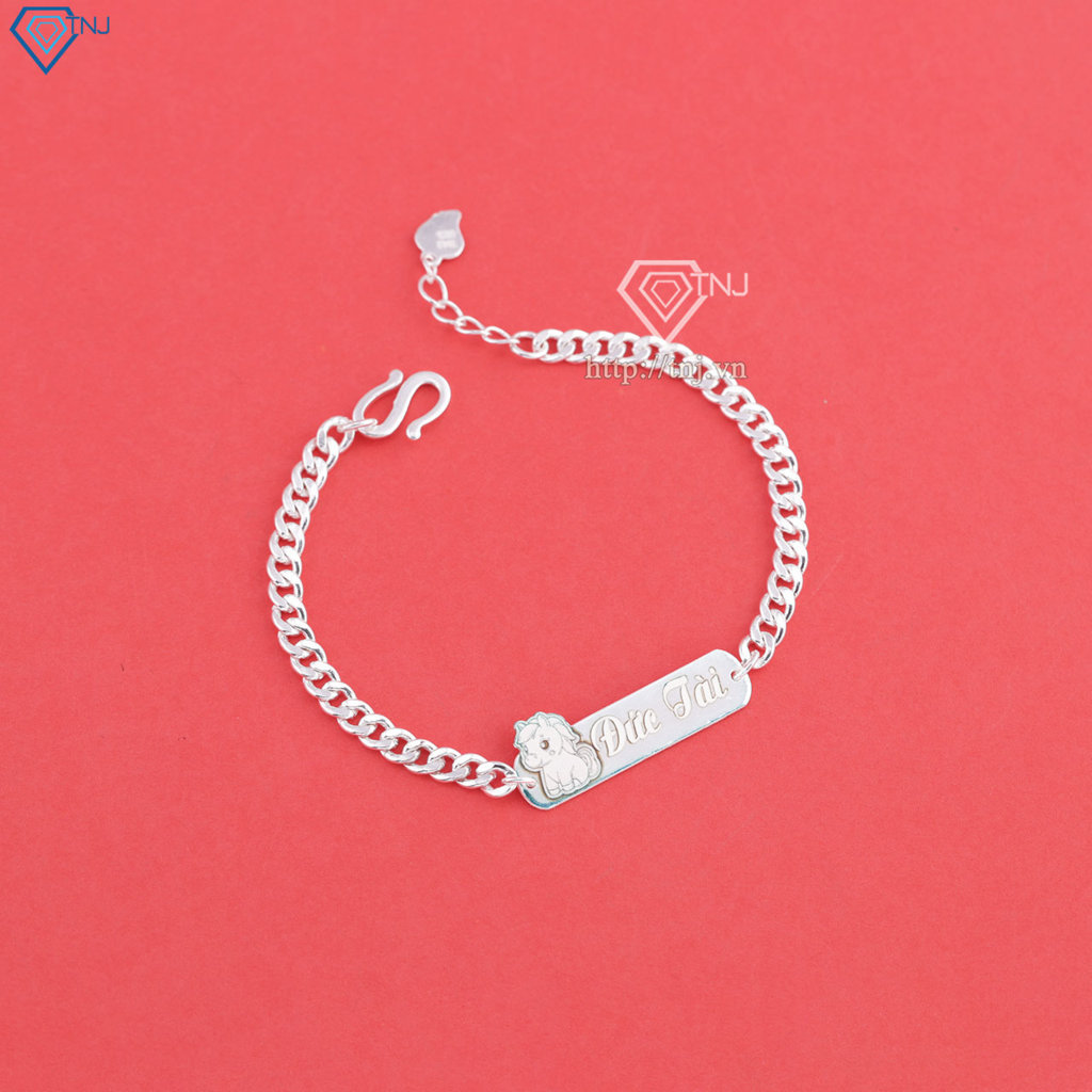 Lắc bạc cho bé khắc tên hình con ngựa đẹp LTT0218