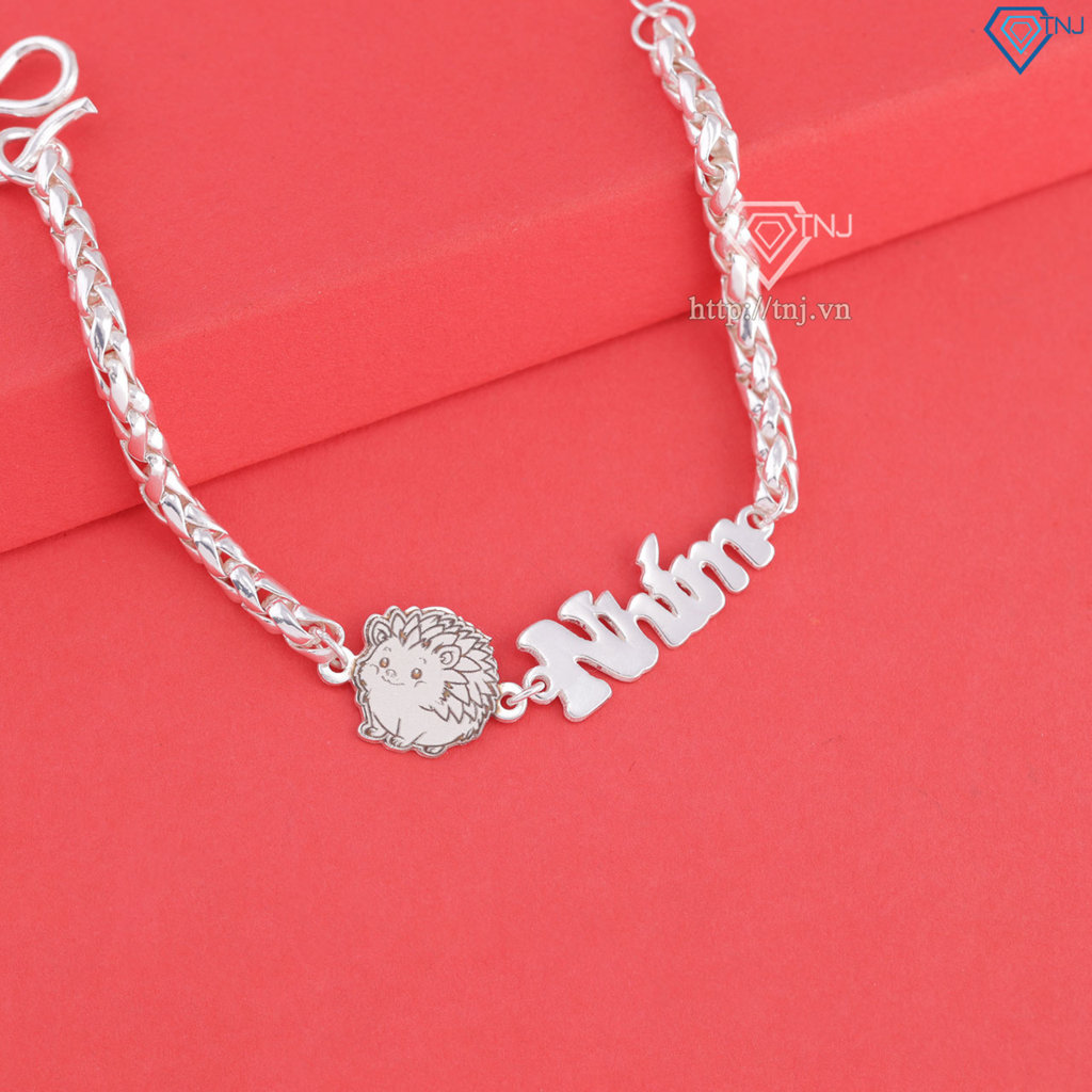 Lắc bạc cho bé khắc tên hình con nhím LTT0221