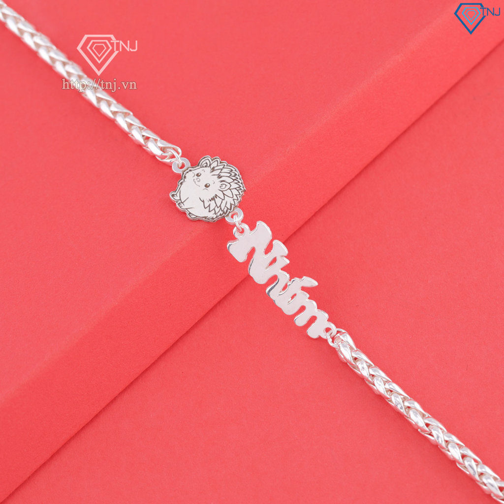 Lắc bạc cho bé khắc tên hình con nhím LTT0221