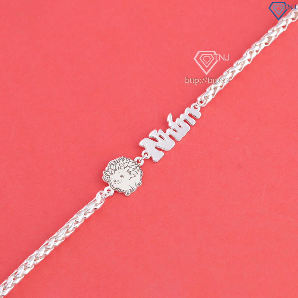 Lắc bạc cho bé khắc tên hình con nhím LTT0221