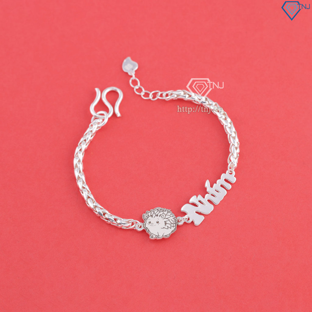 Lắc bạc cho bé khắc tên hình con nhím LTT0221