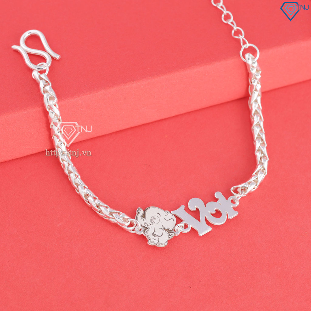 Lắc bạc cho bé trai khắc tên hình con voi LTT0222