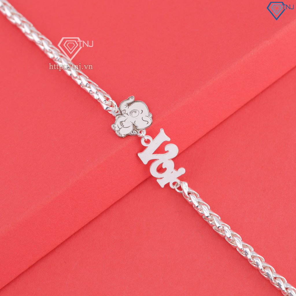 Lắc bạc cho bé trai khắc tên hình con voi LTT0222