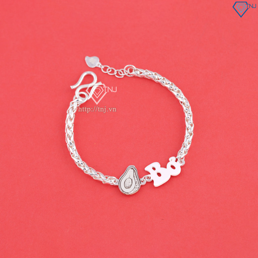 Lắc bạc cho bé gái khắc tên hình quả bơ LTT0223