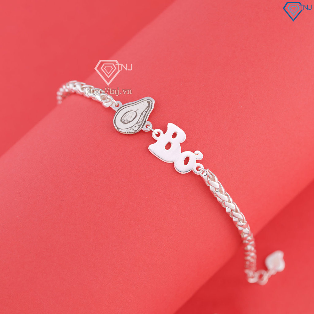 Lắc bạc cho bé gái khắc tên hình quả bơ LTT0223