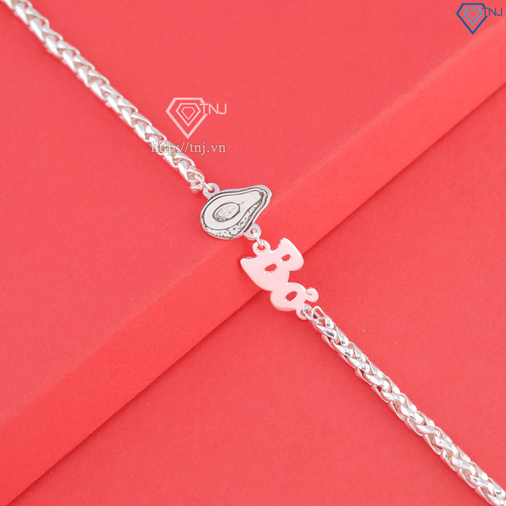 Lắc bạc cho bé gái khắc tên hình quả bơ LTT0223