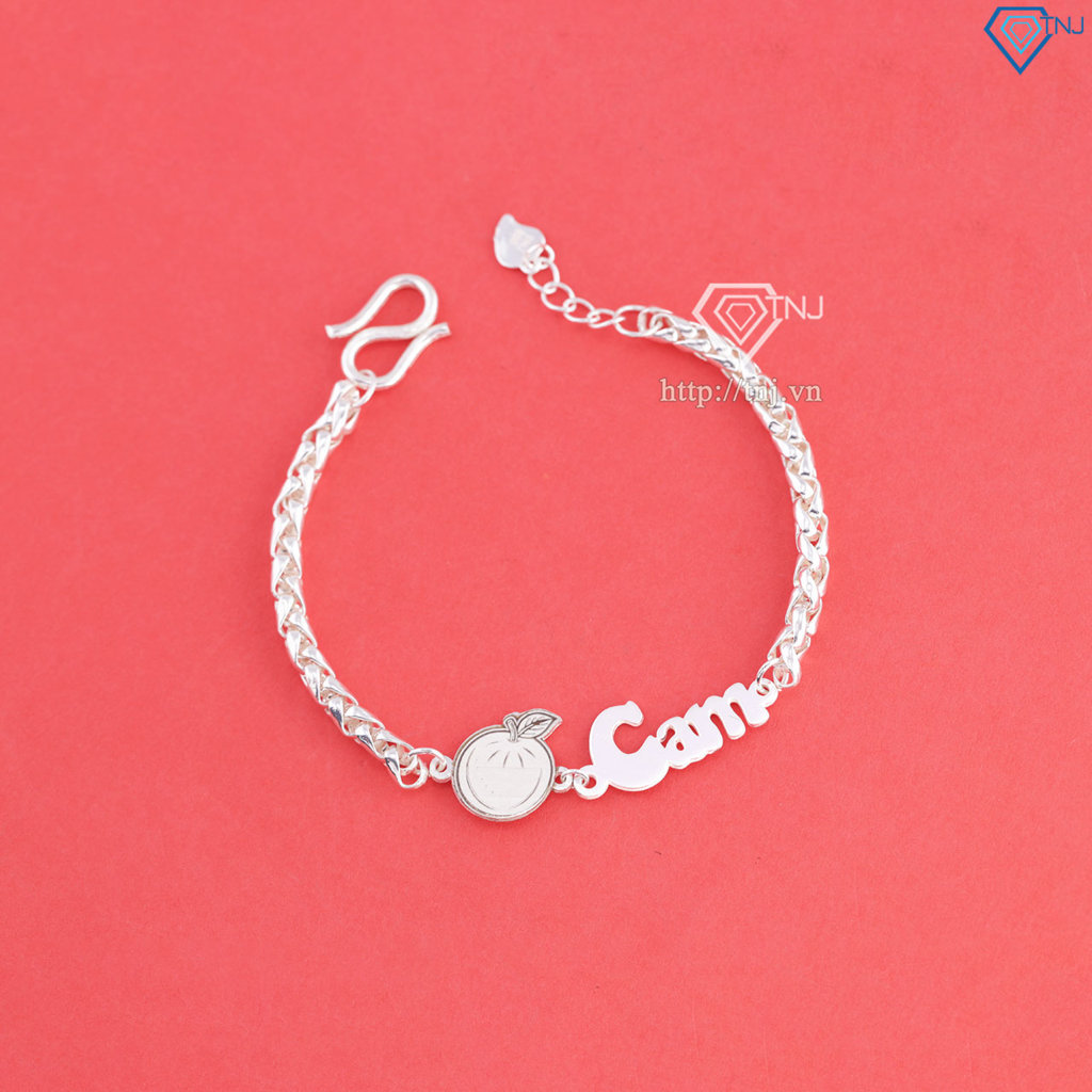 Lắc bạc cho bé khắc tên hình quả Cam LTT0225