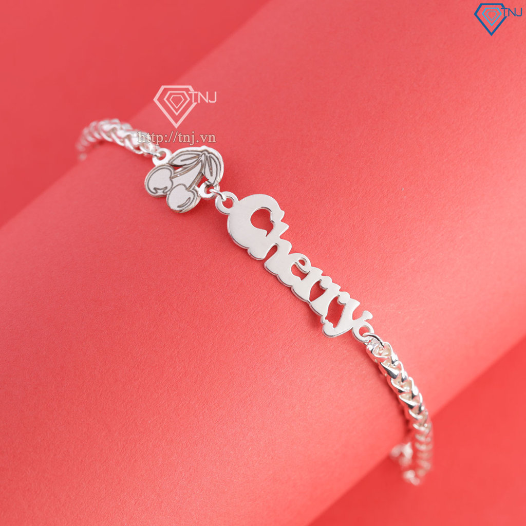 Lắc bạc cho bé khắc tên hình quả Cherry LTT0226