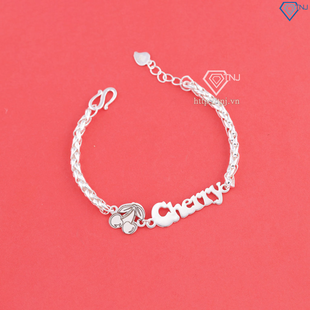 Lắc bạc cho bé khắc tên hình quả Cherry LTT0226