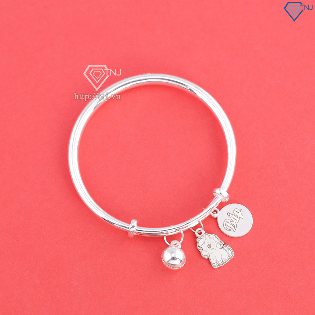 Lắc bạc dạng kiềng cho bé sơ sinh khắc tên hình con ngựa LTT0229