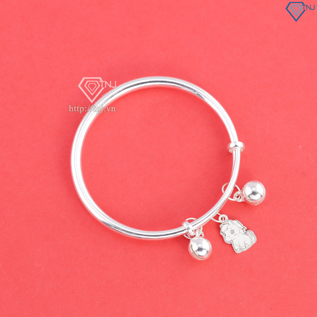 Lắc bạc dạng kiềng cho bé sơ sinh khắc tên hình con ngựa LTT0230