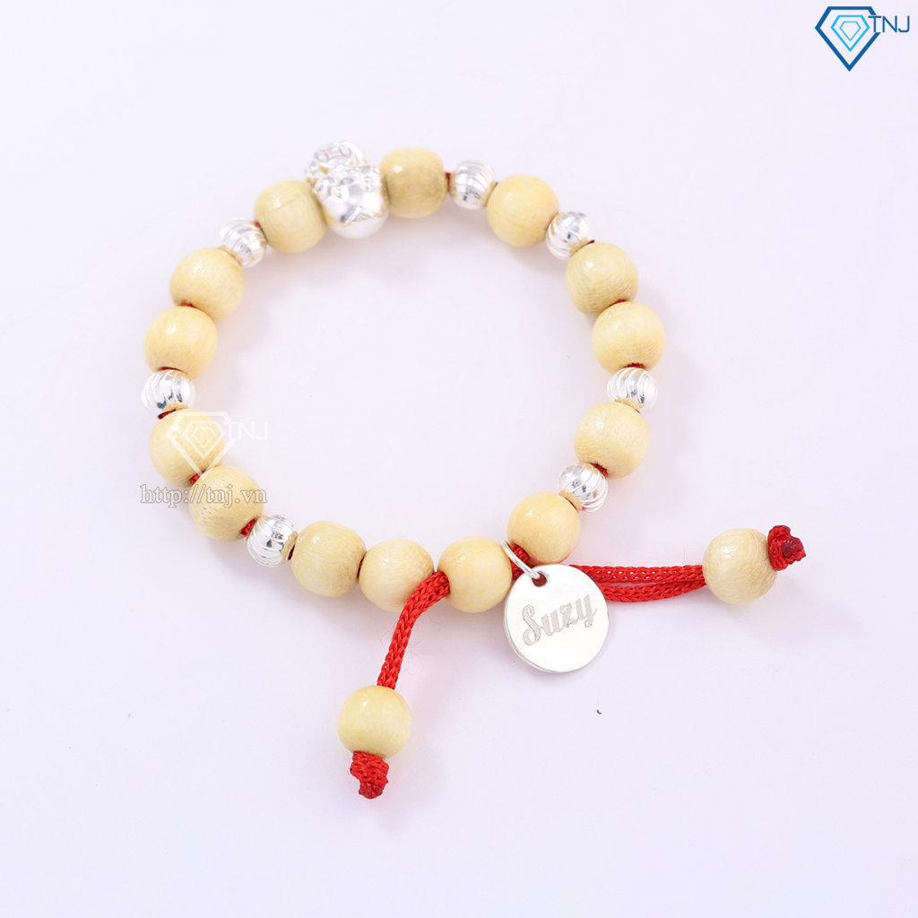 Vòng dâu tằm cho bé hình con rắn khắc tên VTD0008