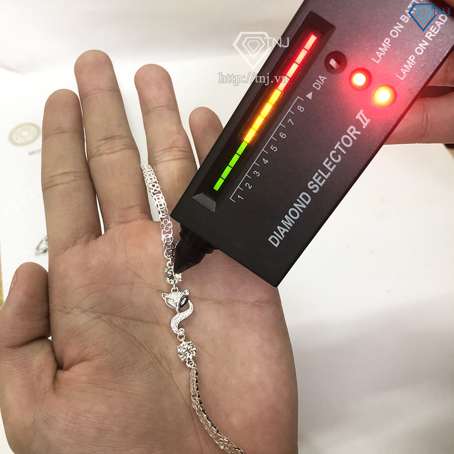 Lắc tay nữ hồ ly đính kim cương Moissanite 6mm - Kiểm định GRA LTNM0006