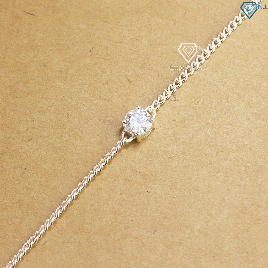 Lắc tay bạc nữ đơn giản đính kim cương Moissanite 7.0mm - Kiểm định GRA LTNM0014