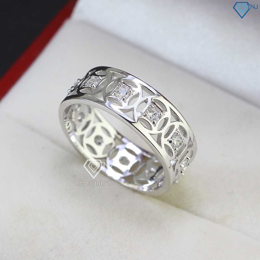 Nhẫn bạc nam kim tiền xi mạ bạch kim NNAXK0008
