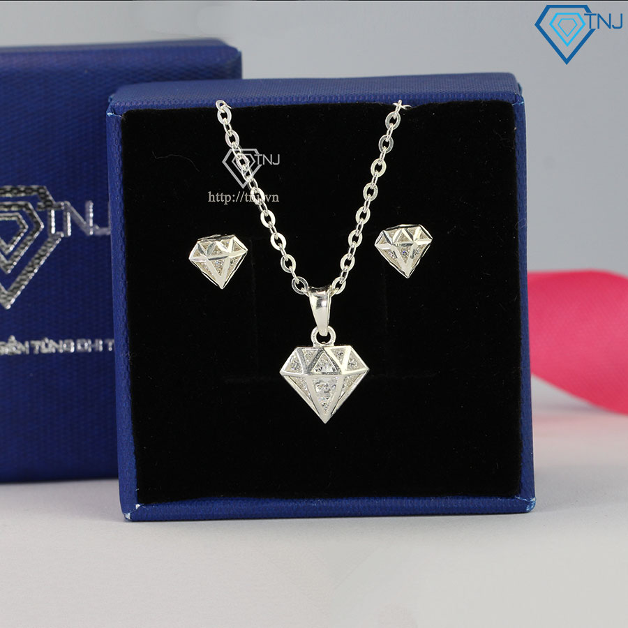 Bộ trang sức bạc nữ đính đá pha lê hình trái tim LILI941338   LiLivn