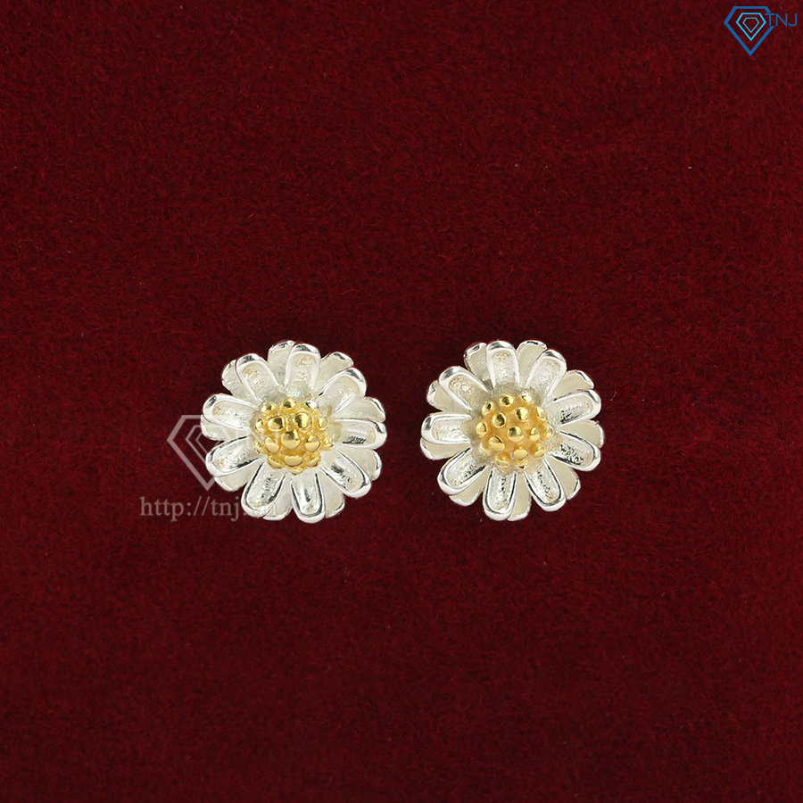 Bông tai bạc nữ hoa cúc họa mi đẹp BTN0081