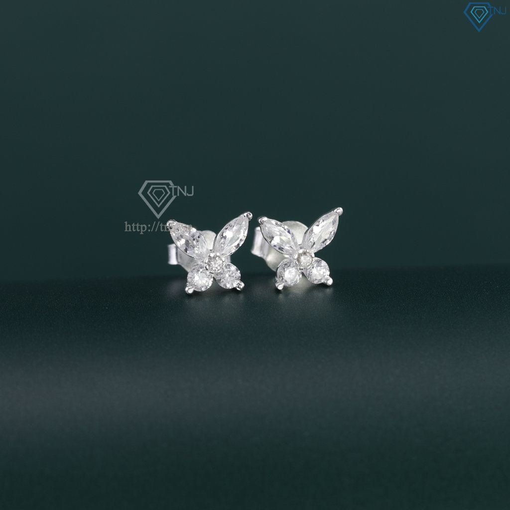 Bông tai bạc nữ hình cánh bướm dễ thương BTN0277