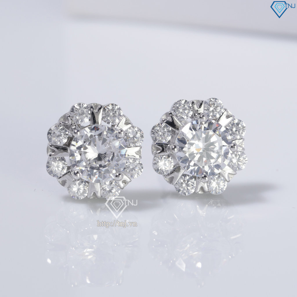 Bông tai bạc nữ cao cấp xi kim chốt ren BTNXK0006