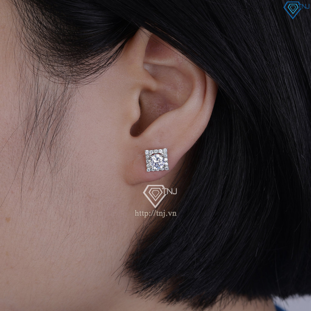 Bông tai bạc 925 xi kim mặt vuông BTNXK0009