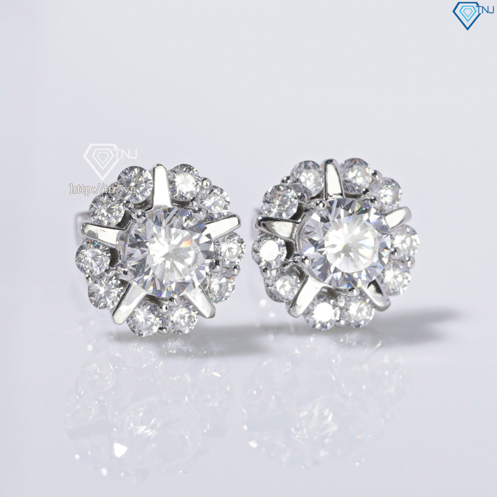 Bông tai bạc 925 cao cấp xi kim đính đá BTNXK0010
