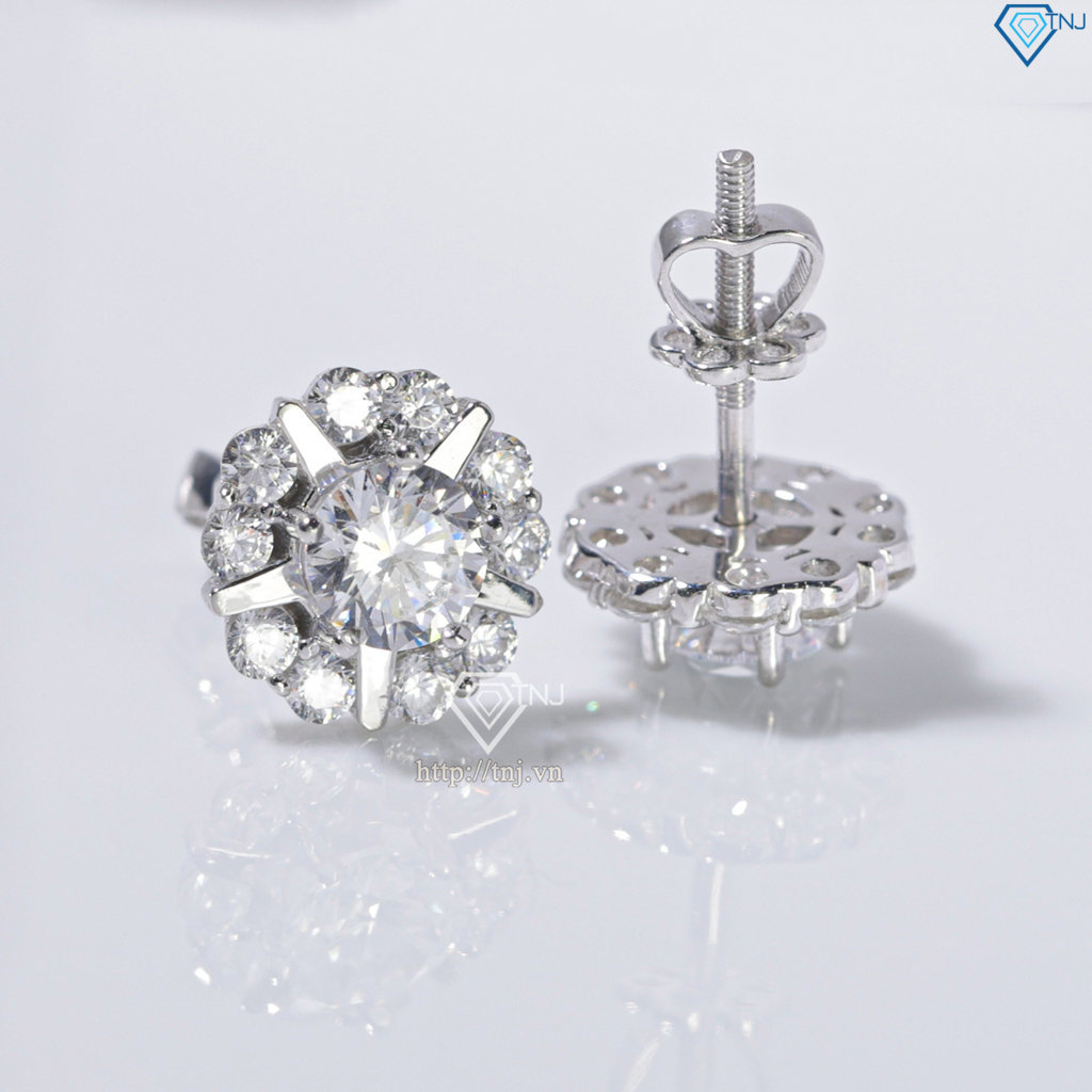 Bông tai bạc 925 cao cấp xi kim đính đá BTNXK0010