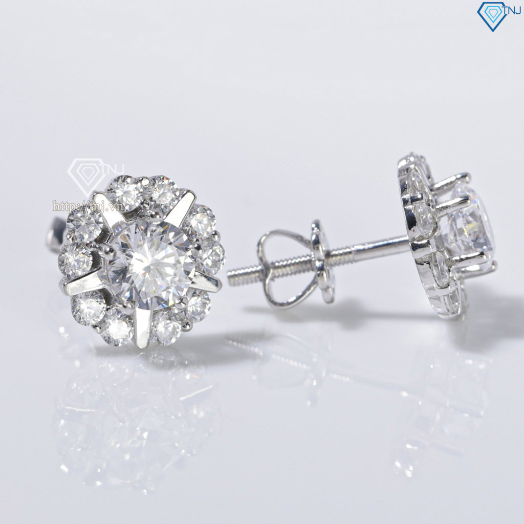 Bông tai bạc 925 cao cấp xi kim đính đá BTNXK0010