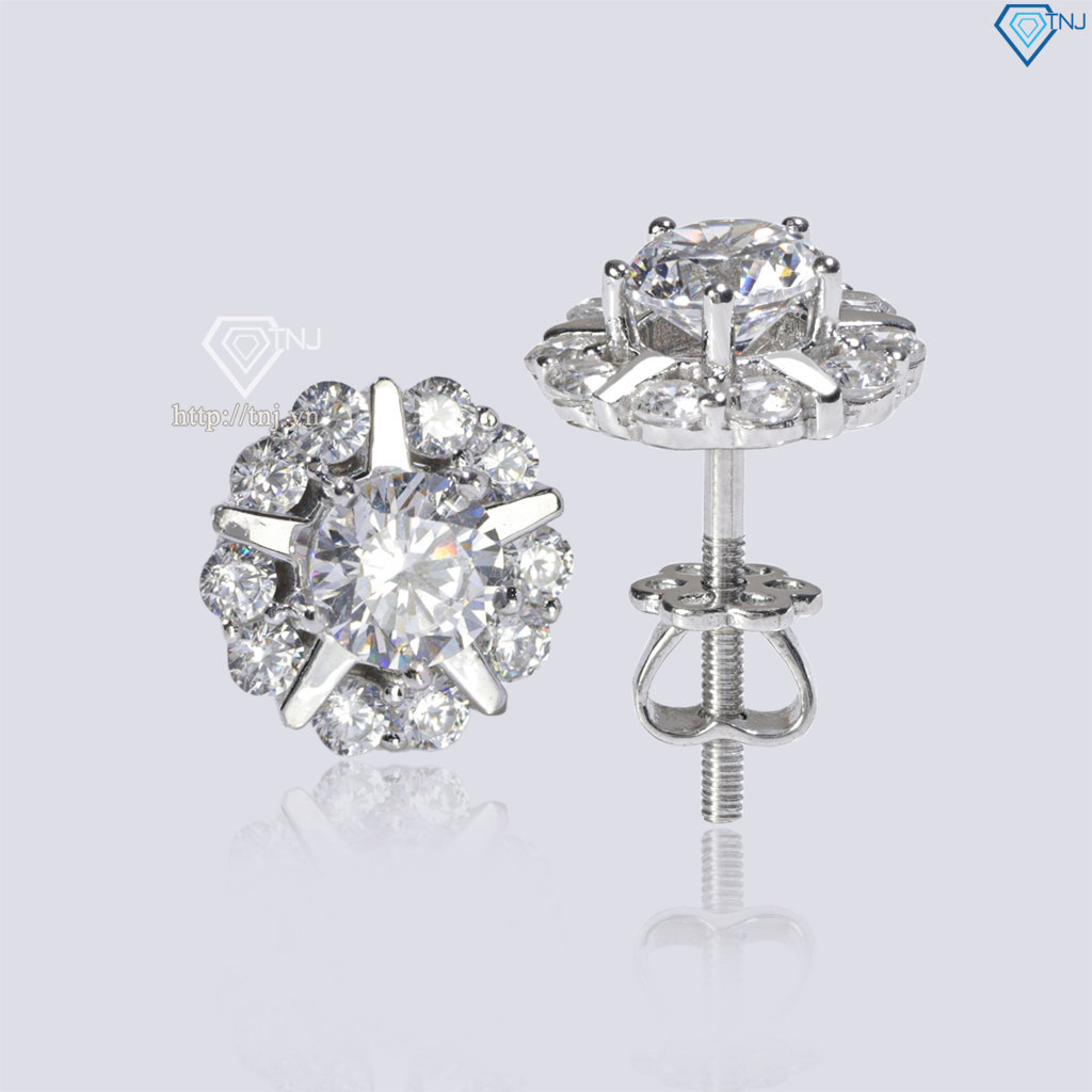 Bông tai bạc 925 cao cấp xi kim đính đá BTNXK0010