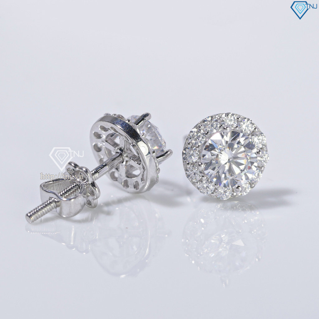 Bông tai bạc cao cấp xi kim mặt tròn đẹp BTNXK0012