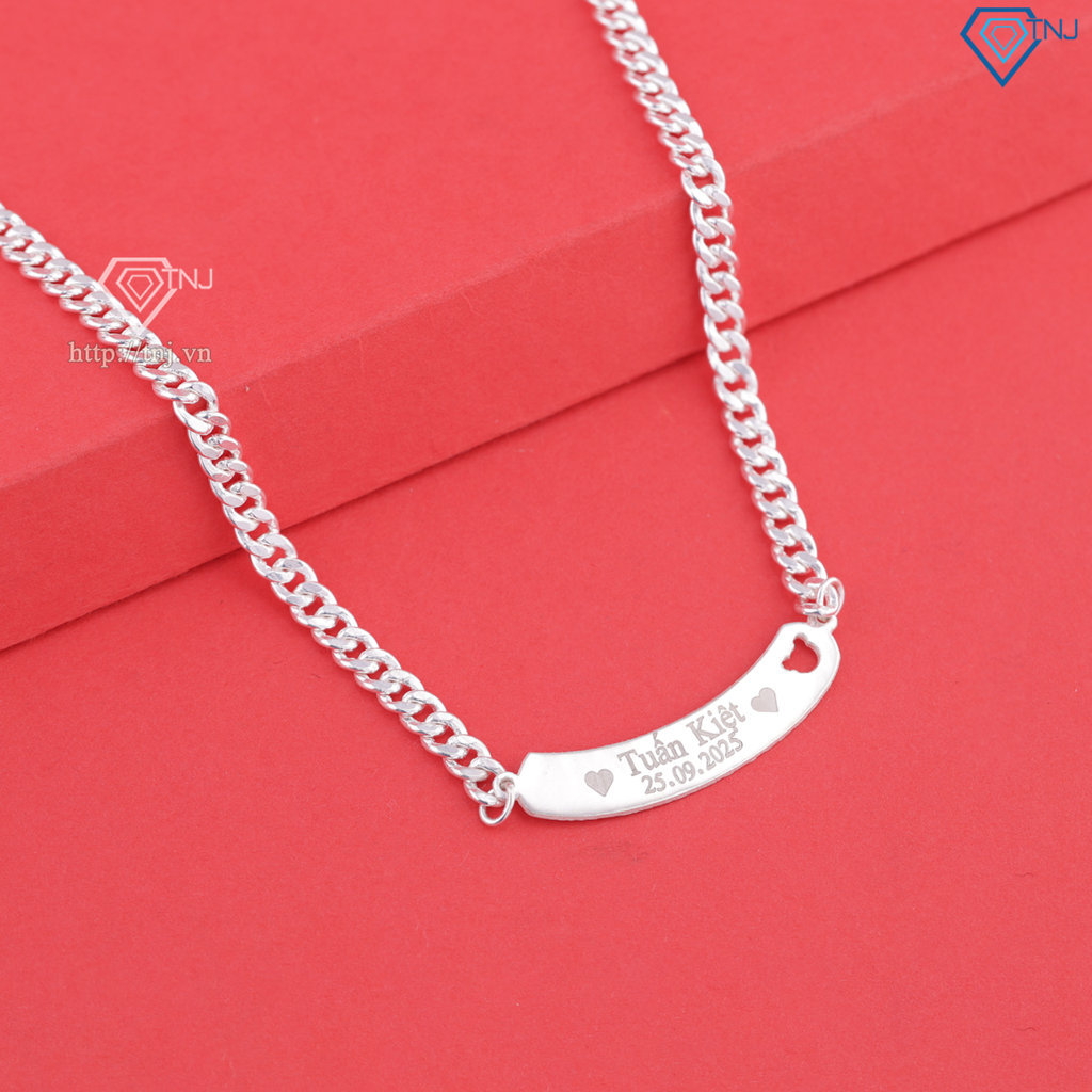 Dây chuyền bạc trẻ em khắc tên theo yêu cầu DCT0133