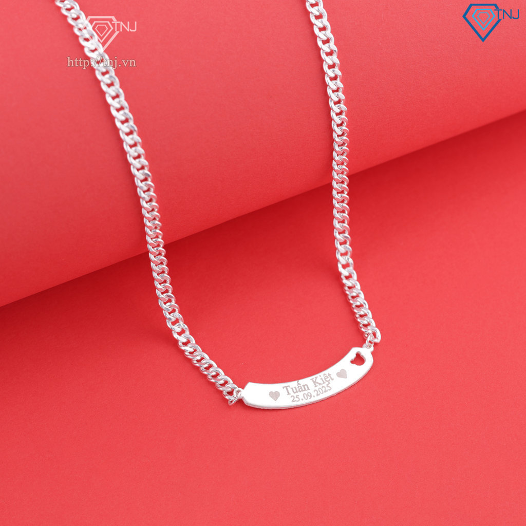 Dây chuyền bạc trẻ em khắc tên theo yêu cầu DCT0133