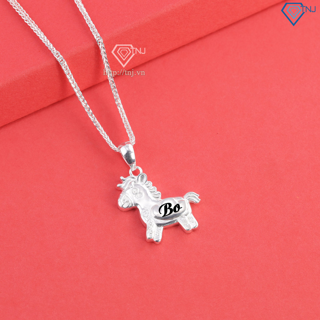 Dây chuyền cho bé hình con ngựa bạc khắc tên DCT0137