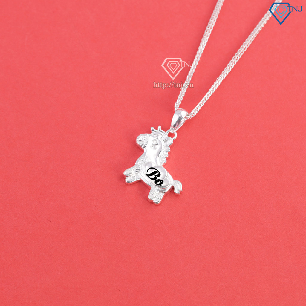 Dây chuyền cho bé hình con ngựa bạc khắc tên DCT0137
