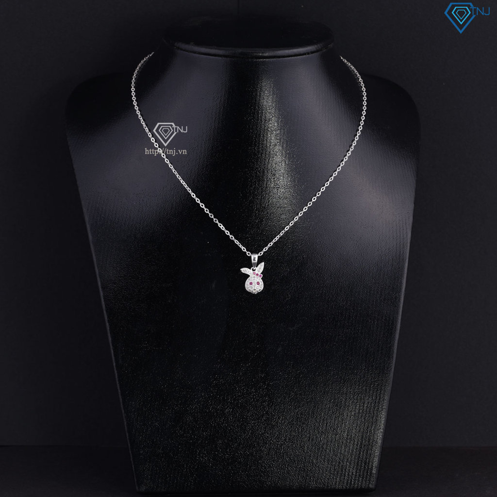 Dây chuyền bạc cho bé hình con thỏ đính đá DTN0049
