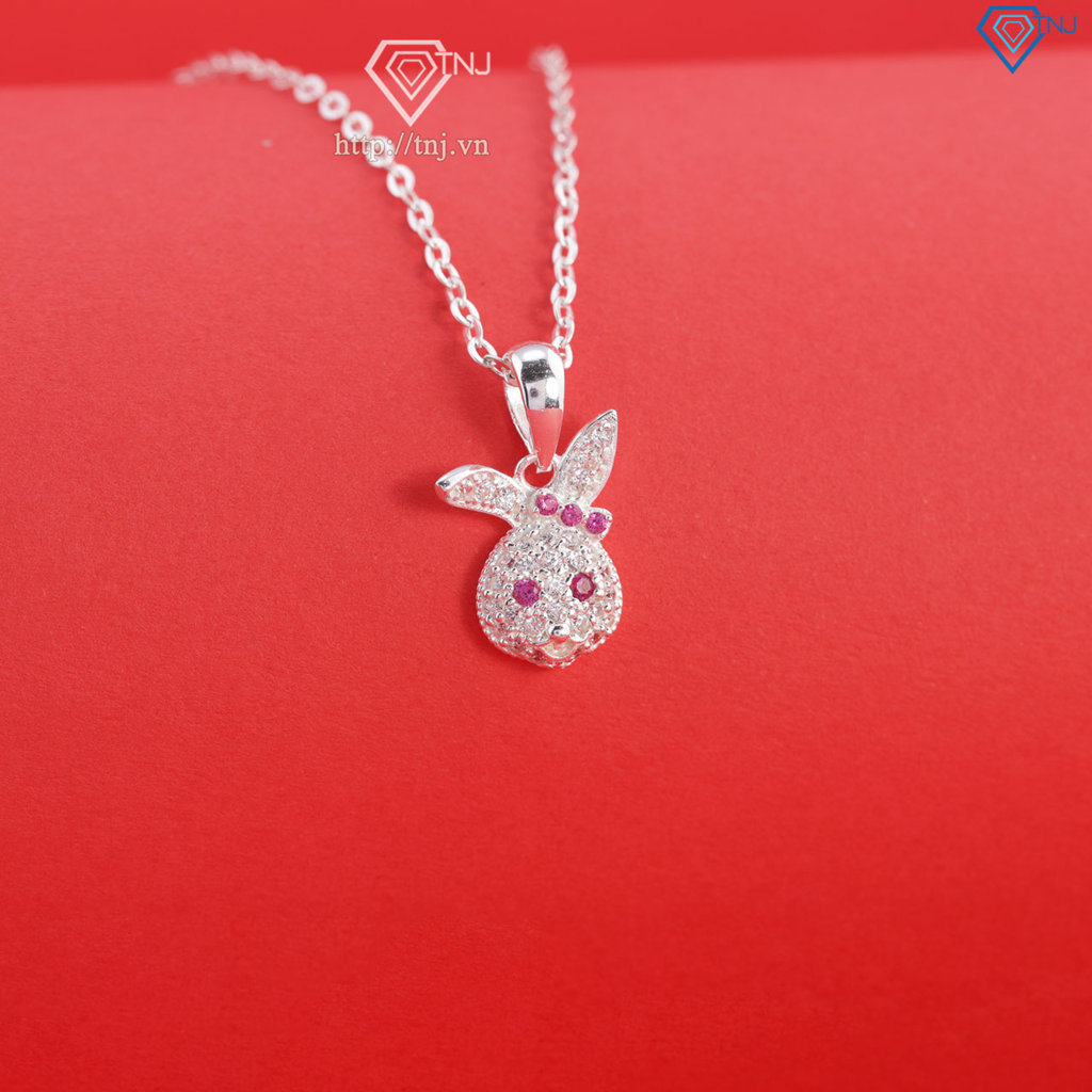 Dây chuyền bạc cho bé hình con thỏ đính đá DTN0049