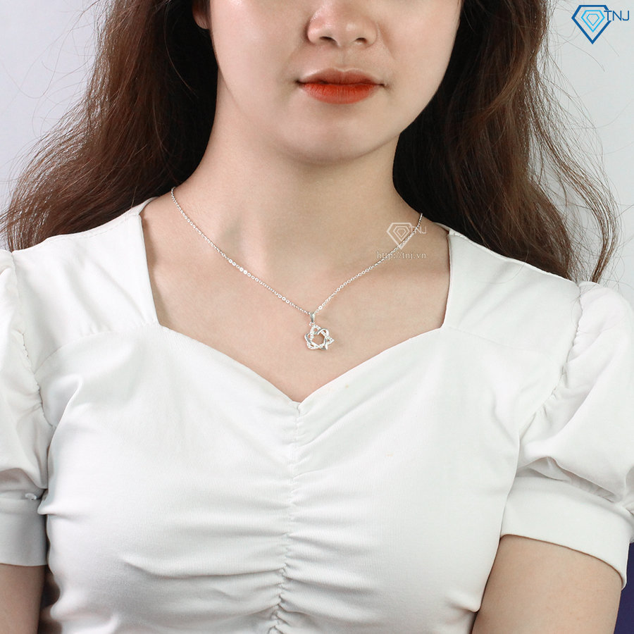 Vòng cổ bạc nữ đẹp mặt trái tim đôi DCN0271