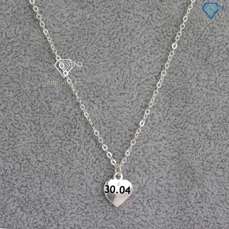 Dây chuyền bạc nữ đơn giản hình trái tim khắc tên DCN0596