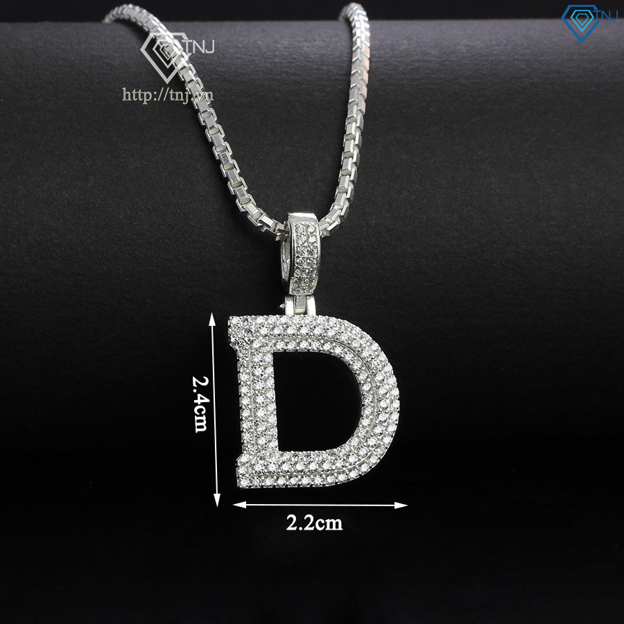 Dây chuyền bạc nam mặt chữ D đính đá DCA0076 - Trang sức TNJ