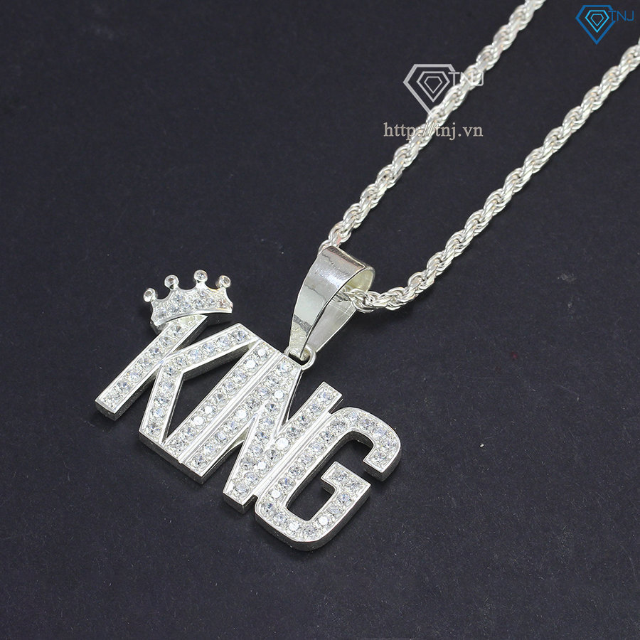 Dây chuyền bạc nam mặt chữ King đính đá DCA0101