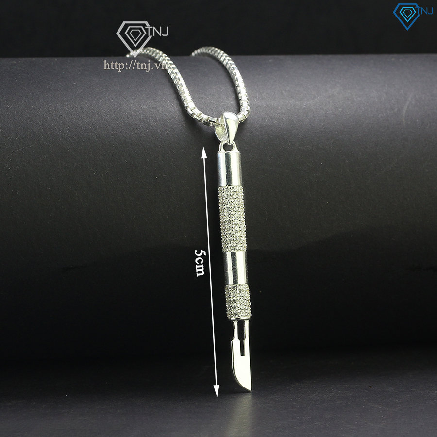 Dây chuyền bạc nam mặt dao mổ đính đá DCA0128