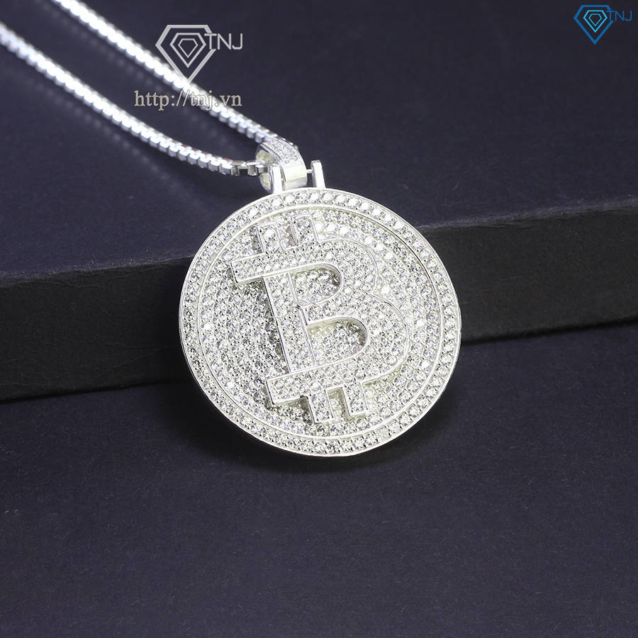 Dây chuyền bạc nam mặt Bitcoin đính full đá đẹp DCA0164