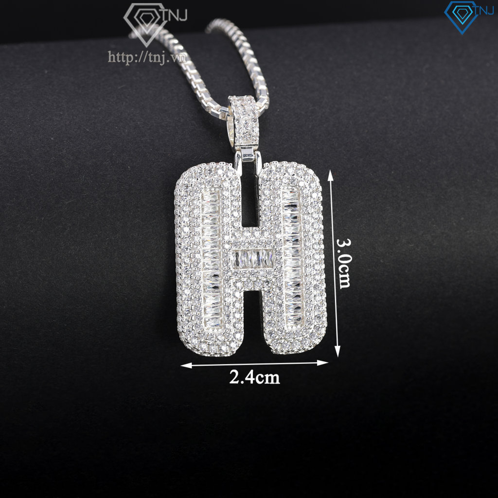 Dây chuyền bạc nam mặt chữ H đính đá cao cấp DCA0205