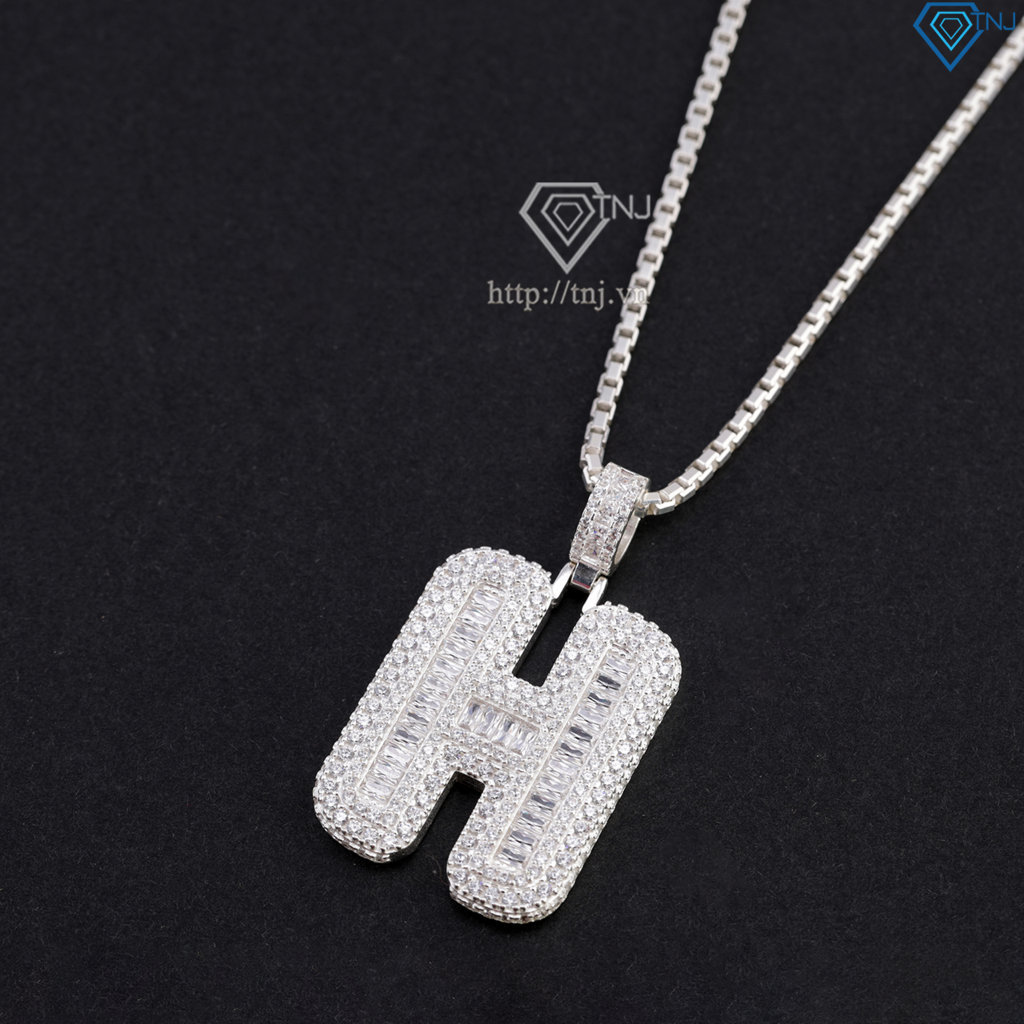 Dây chuyền bạc nam mặt chữ H đính đá cao cấp DCA0205