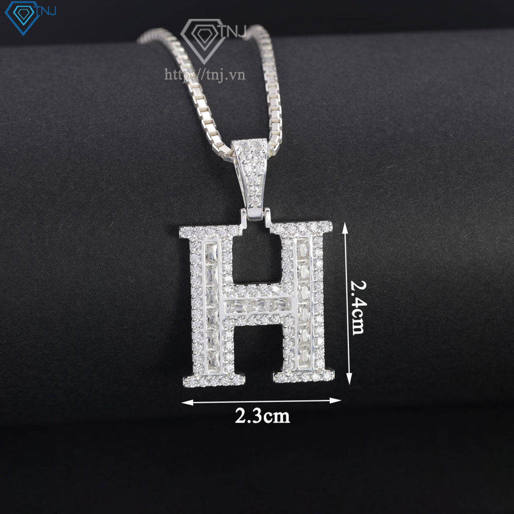 Dây chuyền bạc nam mặt chữ cái to theo yêu cầu DCA0206